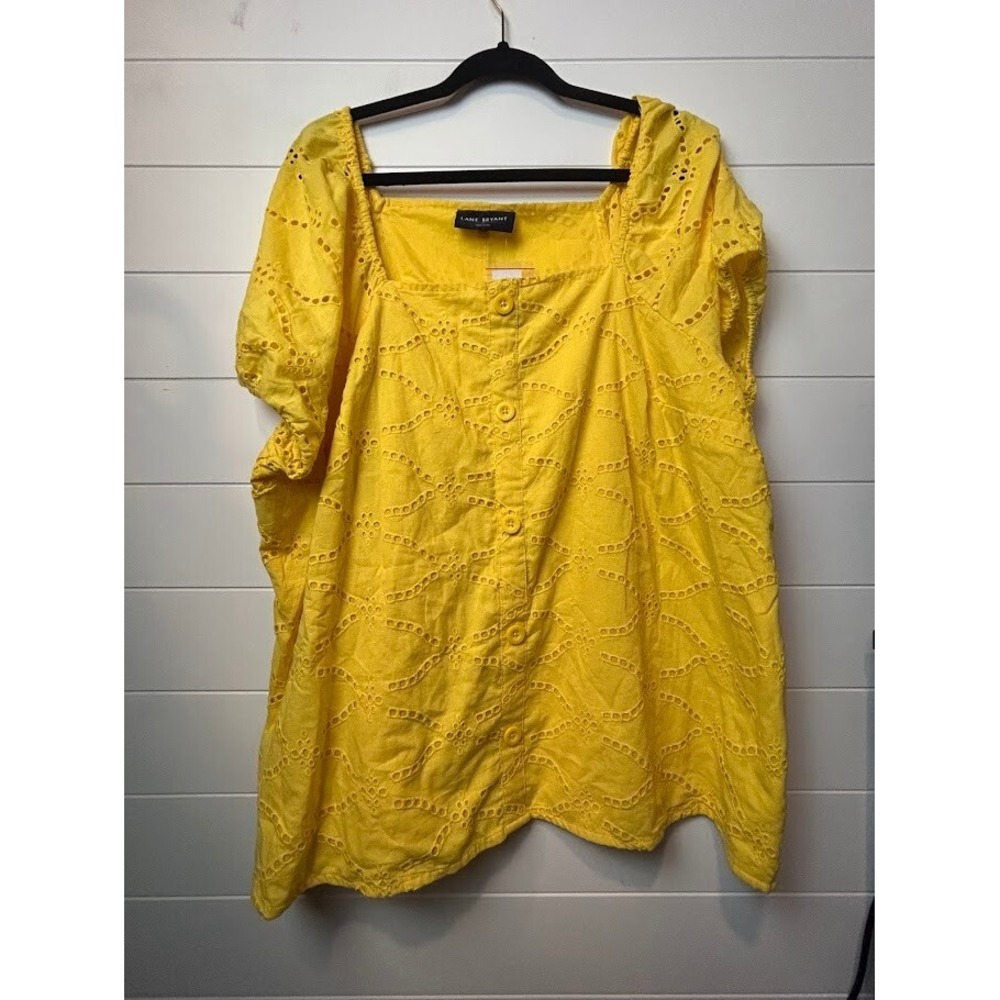 Women's Lane Bryant‎ Yellow Square Neck Short sleeve top size 22 plus size NWT